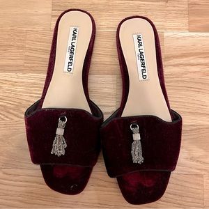 Karl Lagerfield Maroon Velvet Loafers